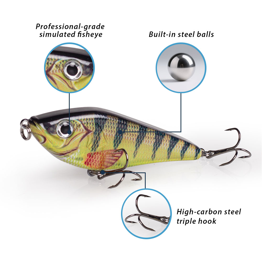 80mm/15.5g Muskies Jerkbait Pi - огляд і ціна Fishing Lure Jerkbait